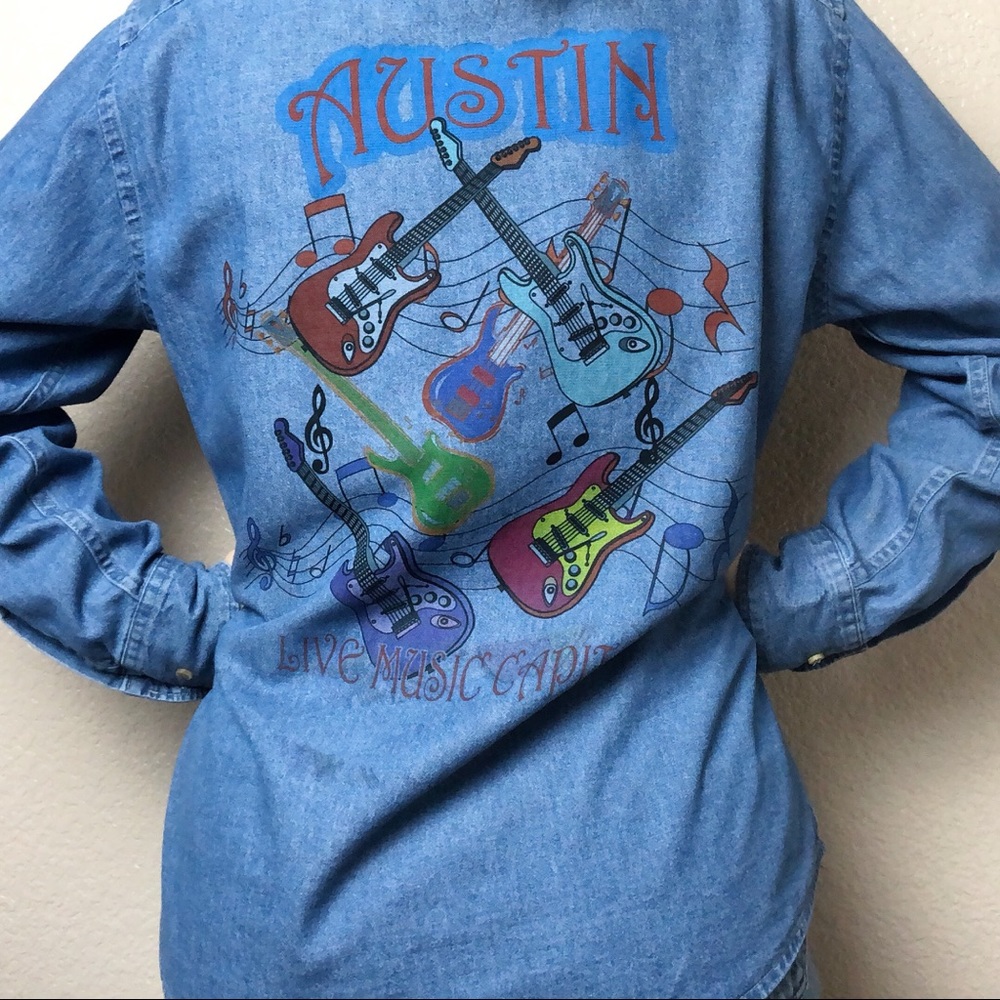 Austin Live Music Capital Denim Chambray Button-Up - Picture 2 of 7